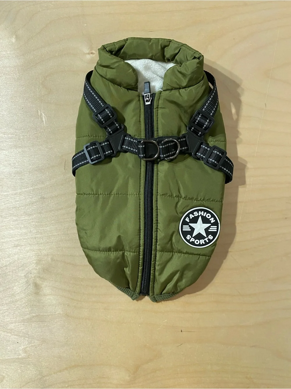 V.PET.B.R Olive Green Quilted Dog Harness Jacket Large (SU)